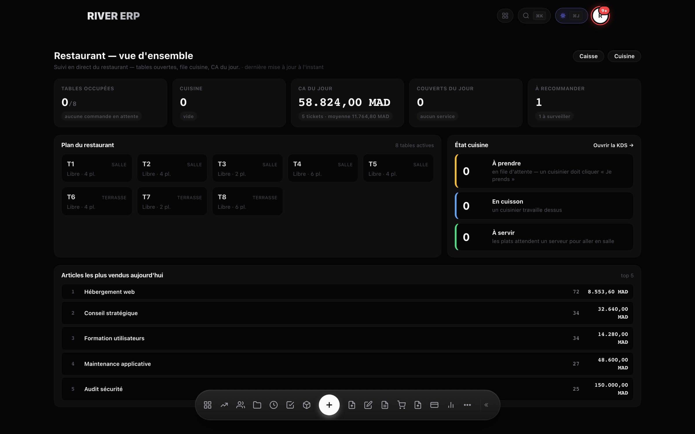 Restaurant dashboard