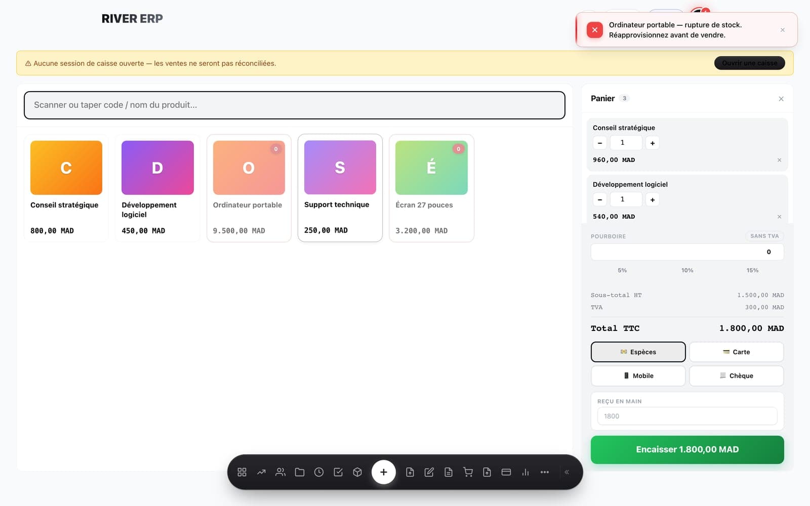 RIVER ERP point of sale (sample data)