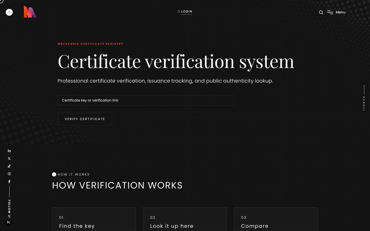 Certificate Registry — screenshot
